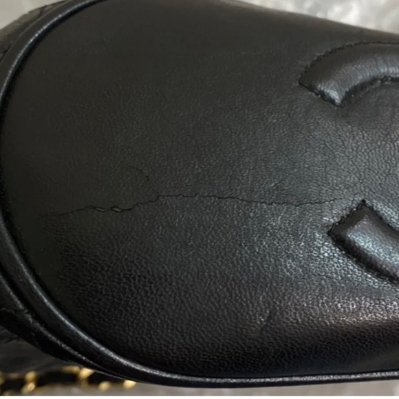 CHANEL CC MATELASSE Fringe Chain Shoulder Bag Leather Black Vintage - Picture 10 of 12